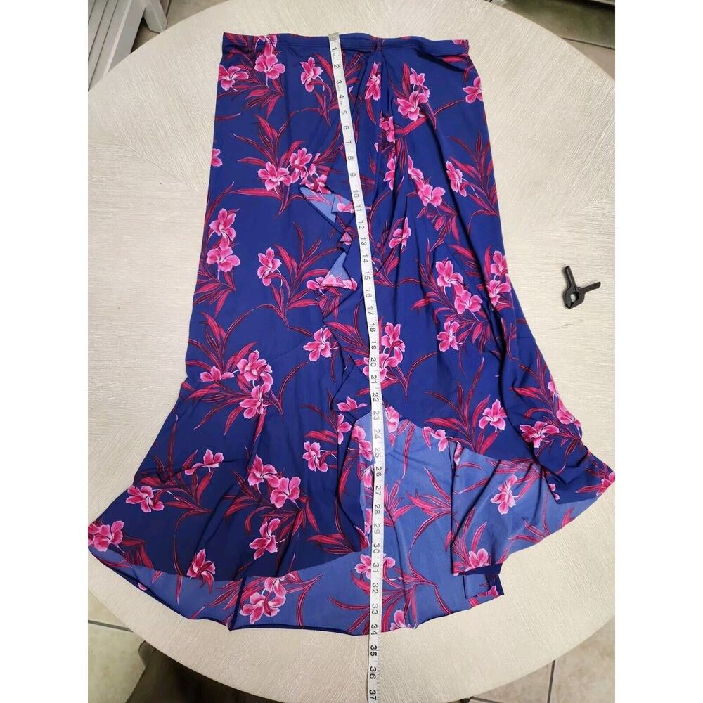 Tommy Bahama Oasis Blossoms Flounce Skirt Cover-Up Floral Blue Ruffle Large - Picture 8 of 9